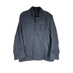 Vogue Jeans Men's Wool Pea Coat Dark Gray Pockets Long Sleeve * Medium